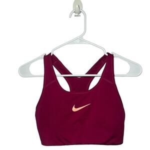 Nike Dri fit Sports Bra Pink Swoosh Logo Size Small